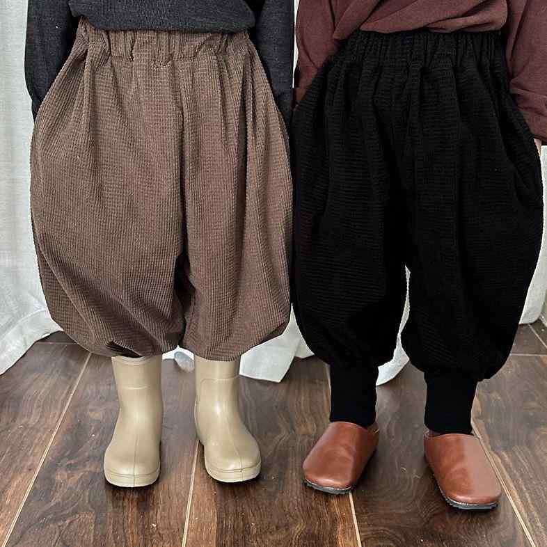キッズ パンツ 男の子 女の子 ベビー 細格子柄 裾絞り ジョガーパンツ ランタンパンツ バルーンパンツ ゆったり ルーズ カジュアル スウェット ジャージ 柔らか素材 春秋 ベージュ 黒
