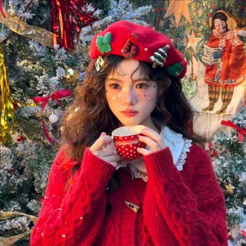 ベレー帽 親子 子供 男の子 女の子 クリスマス かわいい 保温 防寒 ウール ウール 画家帽 オールシーズン 防風 ポリエステル 混紡 おしゃれ 上品 カジュアル 普段使い お出かけ 旅行 白 赤 黒