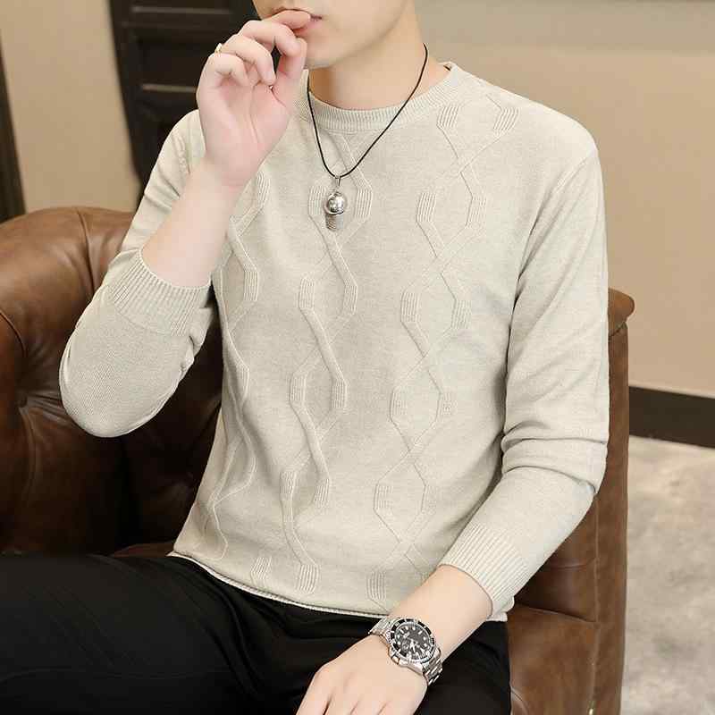 ニット メンズ 男性用 レトロ ケーブル編み クルーネック プルオーバー セーター 秋冬 韓国風 スリムフィット ポリエステル 通気性 カジュアル 普段使い ティーンズ 学生 ベージュ グレー ブラック