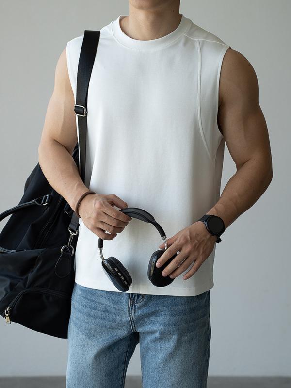 Tシャツ メンズ タンクトップ モダール 厚手 通気性 シワ防止 ゆったり ビッグシルエット 肩落ち カジュアル スポーツ 夏 普段使い ブラック ネイビー オフホワイト