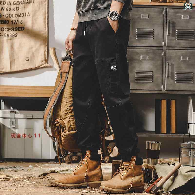 ワークパンツ メンズ アメカジ ヘビーウェイト ストレート ルーズフィット ジョガー カーゴパンツ カジュアル チノパンツ 綿 多ポケット 丈夫 しわになりにくい オールシーズン 日常 普段使い 黒 灰緑 キャメル