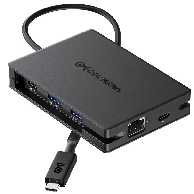 Cable Matters 8-IN-1 USB C ハブ、USB-C多機能アダプター [デュアル 4K@60Hz HDMI・140W PD 充電・1000Mbps LAN・10Gbps データ転送・2x USBC と 1x USBA 3.2] 、Mac
