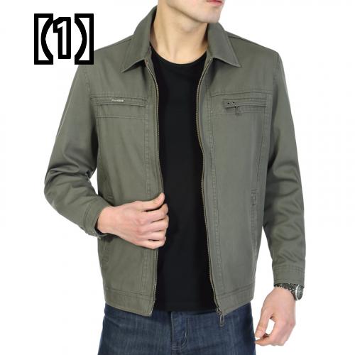 予約 ジャケット メンズ ファッション アウターウェア 中高年 春 秋 コットン お父さん カジュアル 大きいサイズ 薄手 トップス