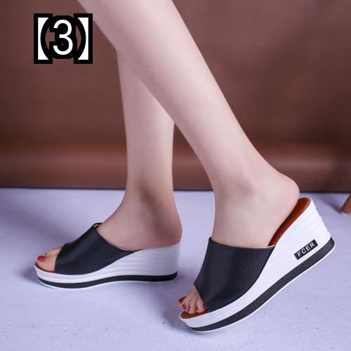 サンダル レディース 22年 夏 おしゃれ 快適 通気性 ウェッジ ヒール スリッパ スポンジ ハイヒール 厚底 ブラック ホワイト 新しいブランド