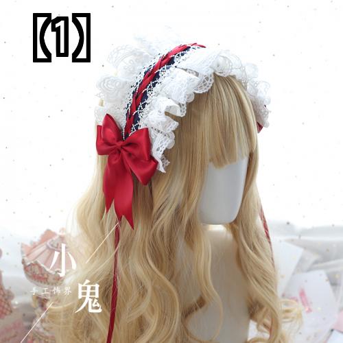 ロリータ ヘッドドレス ヘアバンド ガール 帽子 コスプレ レース ブルー ヘッドアクセサリー 赤