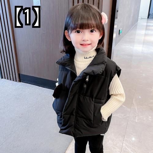 ダウンベスト キッズ アウター 子供服 おしゃれ 女の子 ベスト 冬 コート 外国風 ダウン コットン 秋服 厚手 チョッキ 黒 白 ピンク うのにもお得な