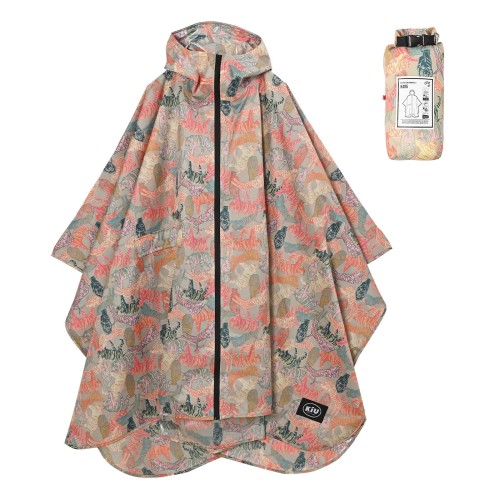 KiU キウ レインポンチョ 2ND RAIN PONCHO - 2ND 防水 撥水 はっ水 耐水 雨対策 大雨 台風 梅雨 レインコート ポンチョ 雨具 雨ガッパ 雨合羽 収納袋 ポケット おしゃ