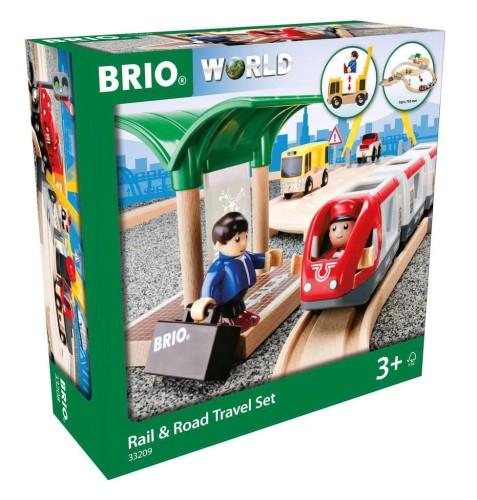BRIO (ブリオ) レールロードトラベルセット [全33天下太平] 33209 手あそび 手あそび 木製手あそび 木製軌跡 政府機関車 鉄道車両 差し上げ物（生まれ落ちる日/クリスマス）