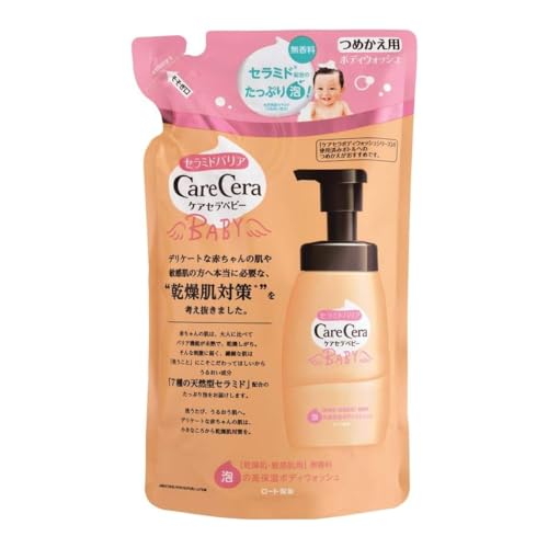 まとめ買いロート製薬 ケアセラベビー 生まれながら型セラミド7種練り合わせる 泡の高保湿 五体ボディウォッシュ 無芳ばしさ 詰替用 350mL×4個