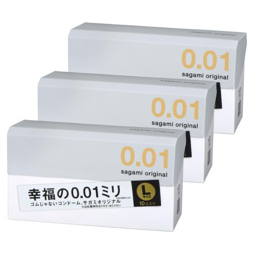 サガミオリジナル001 まとめ買い書き割り 予防医学 薄型 ポリウレタン製 0.01粍 L大いさ 10個入 (× 3)