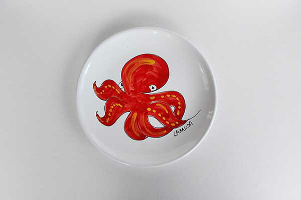 楽天市場】イタリア シチリア島 手描きタコ柄のイタリア陶器平ボウル