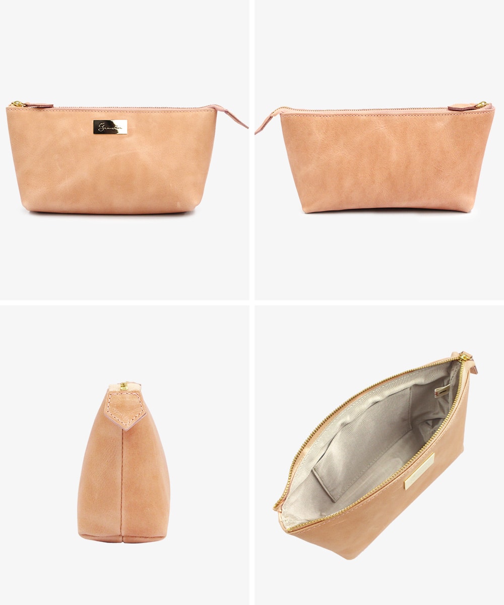 楽天市場 グランクレエ 日本製 コスメポーチ 姫路産レザー 本革 ヌメ革 ブランド かわいい 大容量 大きめ 機能的 バニティ メイクポーチ 化粧ポーチ レディース 白 ピンク 赤 茶 おしゃれ 誕生日 クリスマス 宅配便送料無料 ラッピング無料 Gran Creer