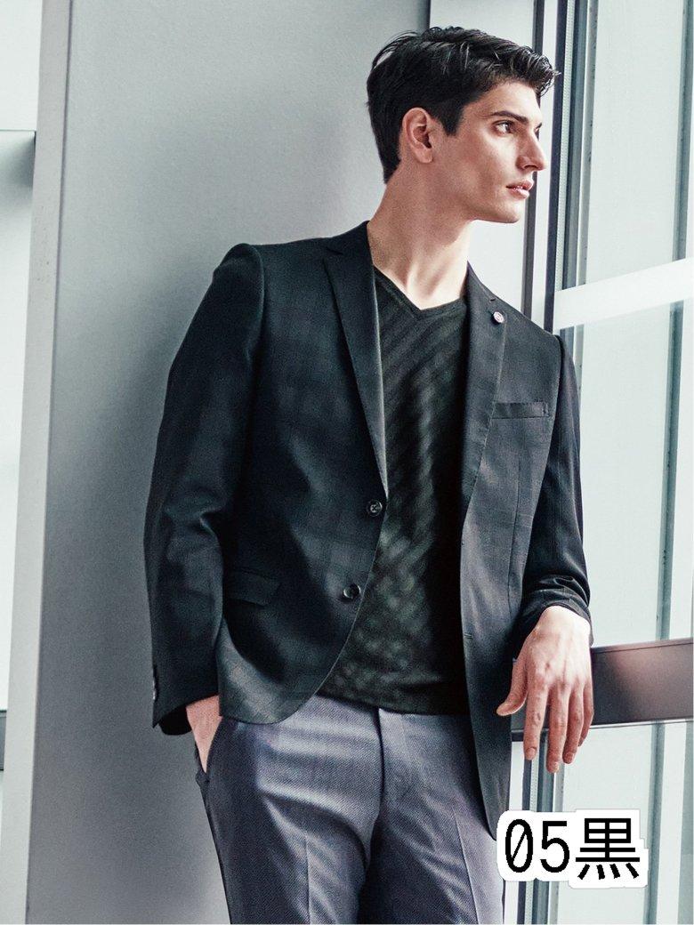 メンズ コーディネート2パンツ 光沢スリムフィットスーツ グレンチェック黒 Oscarmedcare Com