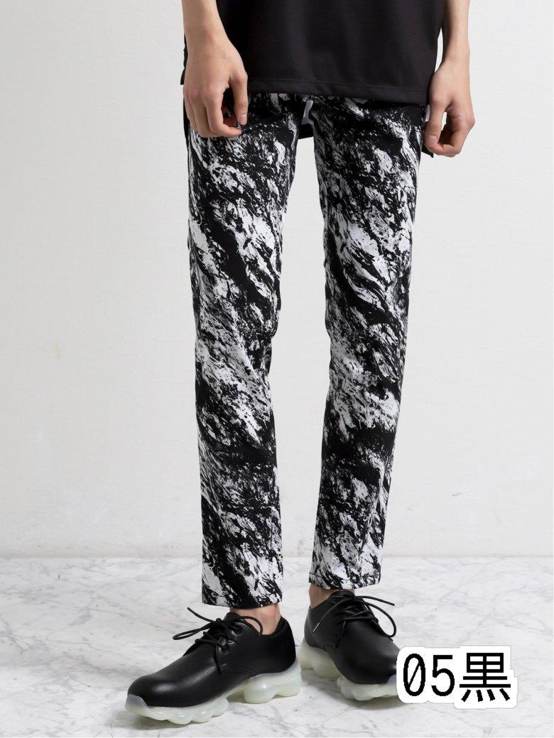 人気ブランドを シェラック Shellac ストレッチ墨流しアンクルパンツ 半額品