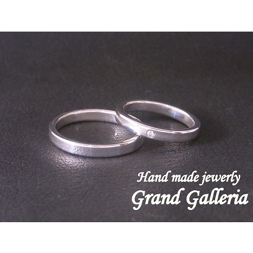 【送料無料】【Grand Galleria グランドガレリア】 結婚指輪 マリッジリング ペアリング 平打ち サイズ0～30号 pt900 プラチナ900 ダイアモンド 天然石 ハンドメイド 手作り メンズ レディース ペア 誕生日 プレゼント ギフト包装｜Grand Galleria