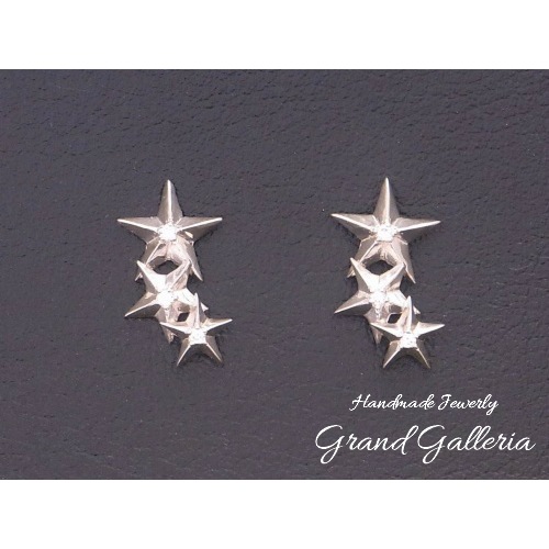 【送料無料】【両耳】【Grand Galleria グランドガレリア】 星 スター キュービックジルコニア ピアス シルバー シルバーアクセサリー シルバー925 ハンドメイド 手作り レディース 彼女 誕生日 プレゼント ギフト包装
