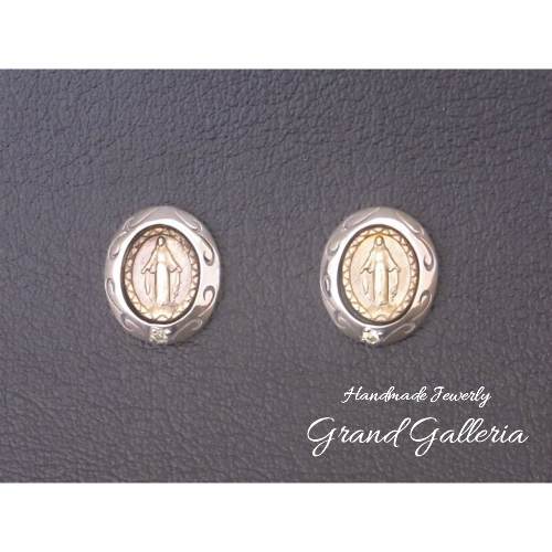【貨物輸送無料】【両耳】【Grand Galleria グランドガレリア】  聖母マリアメダイ ピアス しろがね色 しろがね色付属物 しろがね色925 金管楽器 金管楽器 お手てお手伝いさん 手作り ユニ一発やる 彼 意中の女 生まれ落ちる日 差し上げ物 差し上げ物荷造り