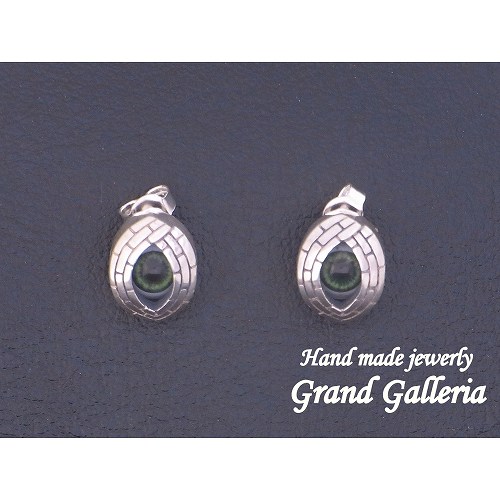 【送料無料】【両耳】【Grand Galleria グランドガレリア】 義眼 目 六芒星 グリーン 緑 ピアス シルバー シルバーアクセサリー シルバー925 ハンドメイド 手作り メンズ 彼氏 誕生日 プレゼント ギフト包装