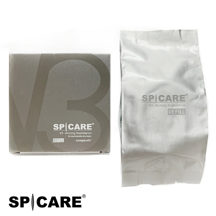 市場 ポイント2倍 パフ付 レフィル PA++ V3ファンデーション スピケア メイク V3シャイニングファンデーション SPICARE UVカット  SPF37 15g