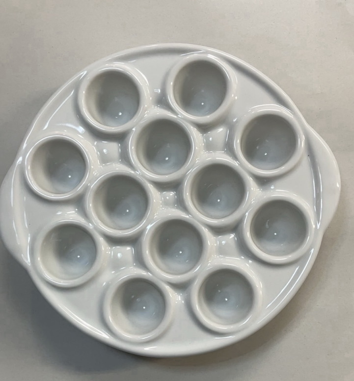 元祖エスカルゴ皿プレート12穴 耳付き 白ホワイト オーブン料理用 Escargot oven dish