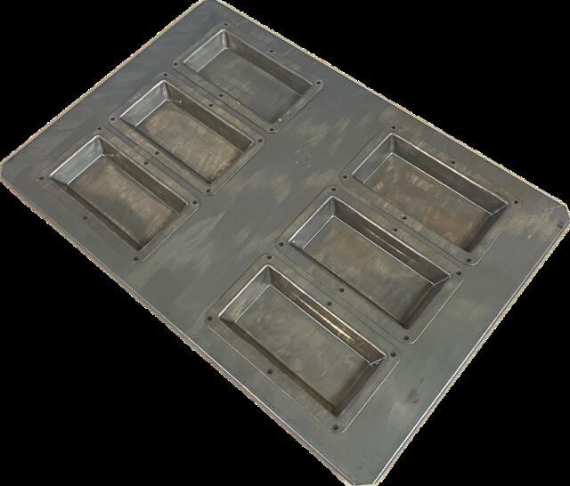 CHIYODA 千代田金属 センチュリー型(フィナンシェ型 8cm x6個取) 家庭用(コンセプトサイズ1/4・30cm x 20cm)シリコン加工天板｜自由が丘グランシェフ 店