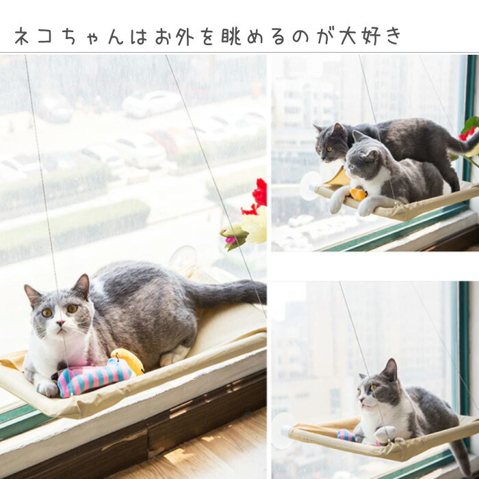 楽天市場 猫 ハンモック 猫窓 猫窓ハンモック 吸盤タイプ 省スペース 猫用ベッド 猫用ソファ 日向ぼっこ 日光浴 取り付け簡単 手洗い可能 窓用 夏冬兼用 ペット ねこ ネコ Grand Cinc