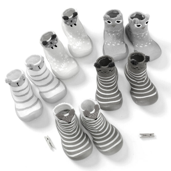 ベビー 靴 シューズ ソックス ファーストシューズ ベビー靴 キッズ ベビーシューズ 子ども靴 靴下風 紐なし 滑り止め 滑り防止 動物 アニマル ボーダー 室内 屋内 かわいい ソフト ラバーソール ゴム 赤ちゃん 子ども ねこ ねずみ きつね 人気top