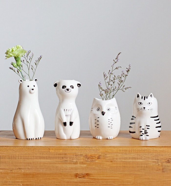 花器 花瓶　置物 花瓶 花器 フラワーベース 陶器 置物 丸型 白 青 緑 単色