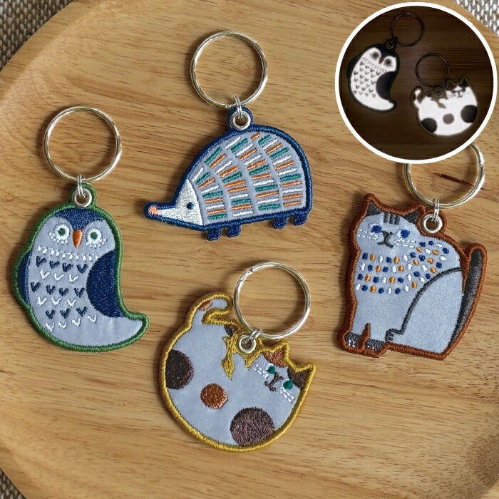 楽天市場】リフレクター刺繍キーリング キーリング fikalycka CAT BR