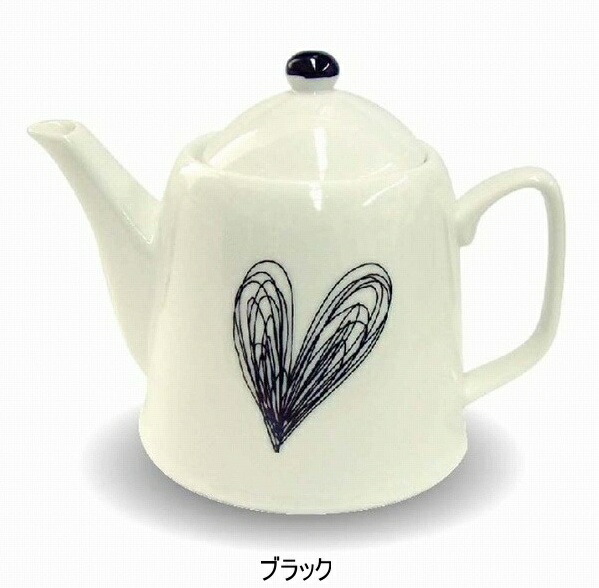 スクロール ハート ティーポット ブラック レッド 日本製 急須 茶こし 茶漉し ティーサーバー キッチン雑貨 洋食器 おしゃれ 可愛い かわいい 北欧 シンプル 白 ホワイト 店舗用 業務用 飲食店 カフェ キッチン ダイニング 日本未発売