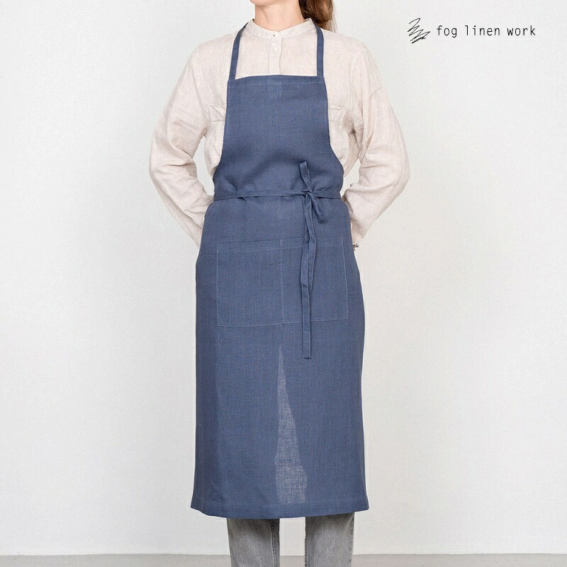 fog linen work エプロン フォグリネンワーク リネン フルエプロン ブルー フュメ LKA004-1193 fog フォグ エプロン かわいい シンプル ナチュラル 前掛け リネン リネン100％ 麻 無地 布 ナチュラル おしゃれ 北欧 【送料無料】