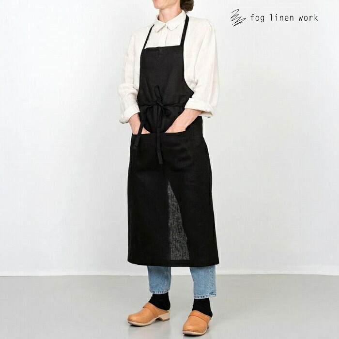 楽天市場】fog エプロン リネン フルエプロン ブラック 黒色 fog linen