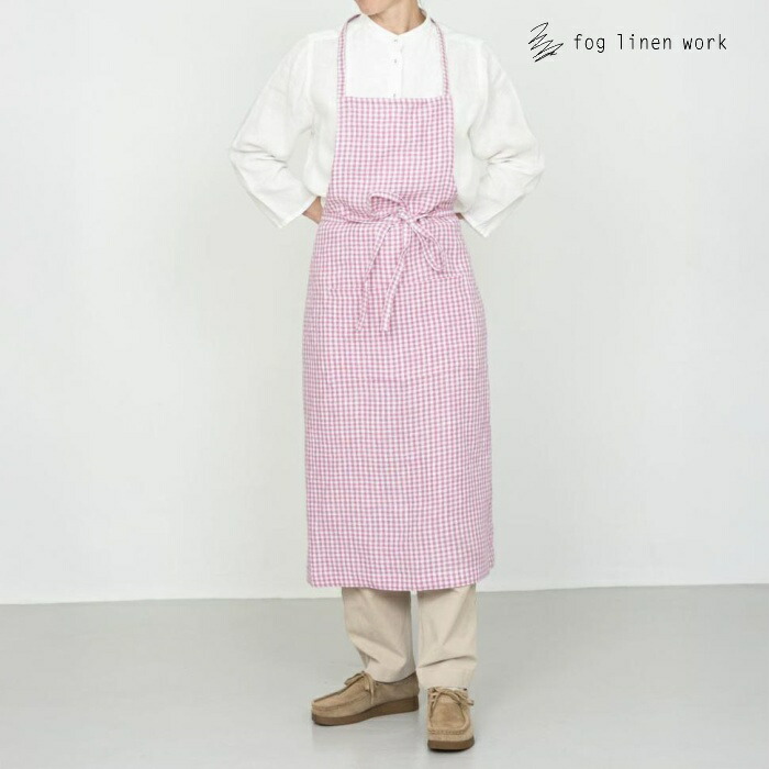 fog エプロン リネン フルエプロン ロビン ピンク チェック fog linen work フォグリネンワーク LKA004-WPC　fog フォグ エプロン かわいい シンプル ナチュラル 前掛け リネン フォグ おしゃれ 北欧 麻 【送料無料】