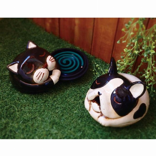 蚊遣り ノルディックデコ q Cat Dog いぬ おしゃれ おひるねキャット おひるねブル ねこ アウトドア イヌ インテリア キャット キャンプ スタンド セラミック ドック ドッグ ネコ 犬 猫 蚊やり 蚊取り線香 蚊取線香スタンド 店舗良い 蚊やり
