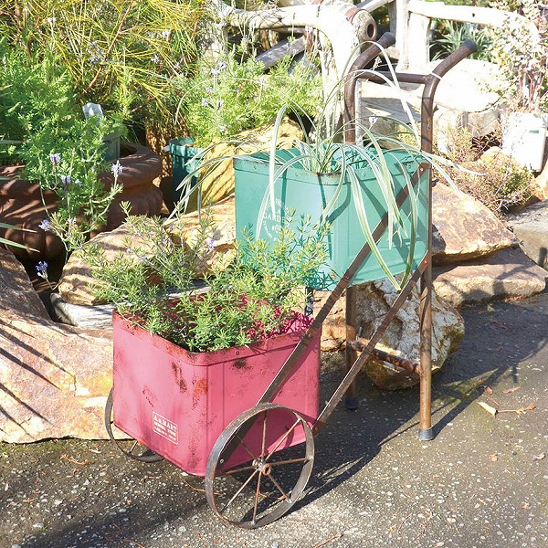 楽天市場】プランター ドラム缶プランター L レッド 2段 アンティーク