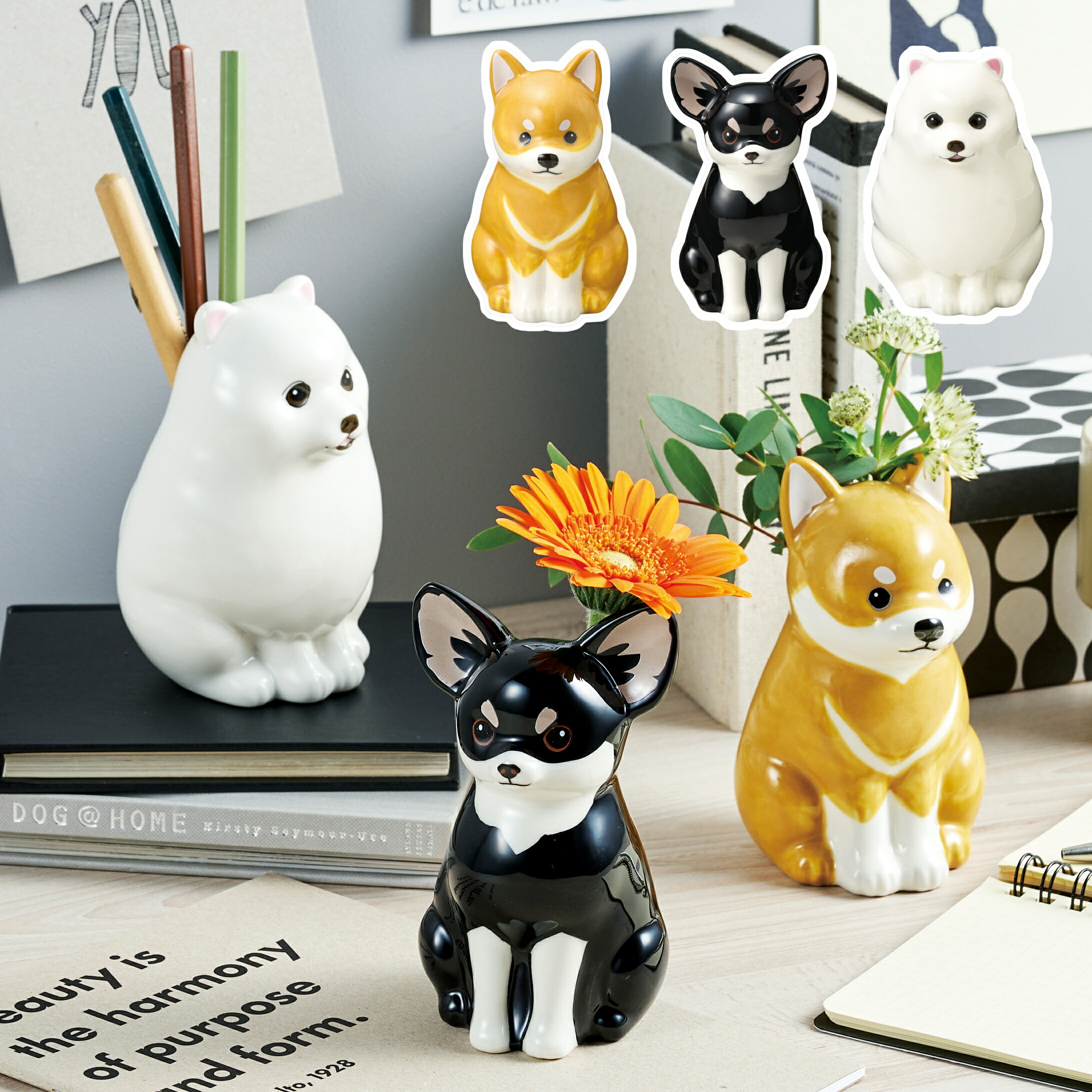 楽天市場】フラワー＆ペンスタンド 犬 いぬ イヌ ドッグ おしゃれ