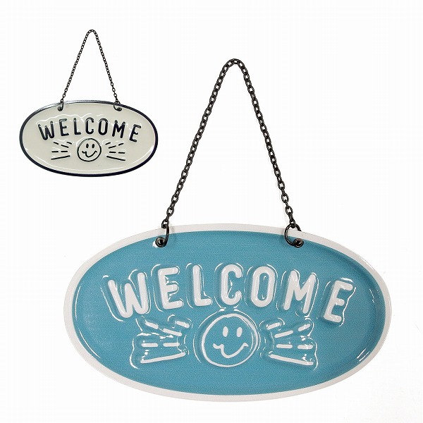 楽天市場】サインプレート ウエルカム WELCOME スマイル アイボリー