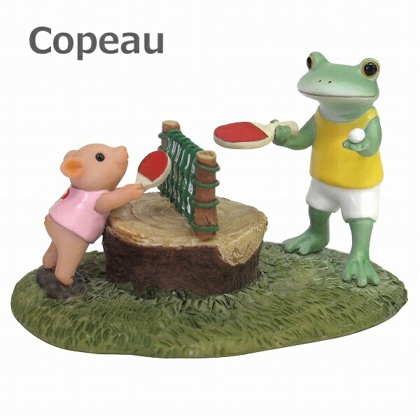 コポー Copeau カエルとミニブタの卓球 ぶた ブタ 豚 Pig 卓球 小物 オブジェ カエル 置き物 置物 オブジェ 蛙 フロッグ Frog ガーデン雑貨 インテリア雑貨 小物 マスコット ミニチュア Crunchusers Com