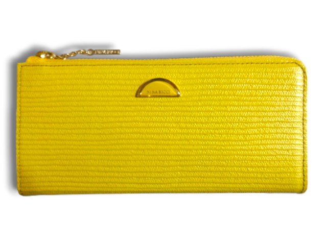ニナリッチ　NINA RICCI　長財布　L字ファスナー長財布　薄型　ルーンパース　ロゴ入り　イエロー　牛革　本革　レザー　レディース財布　日本製