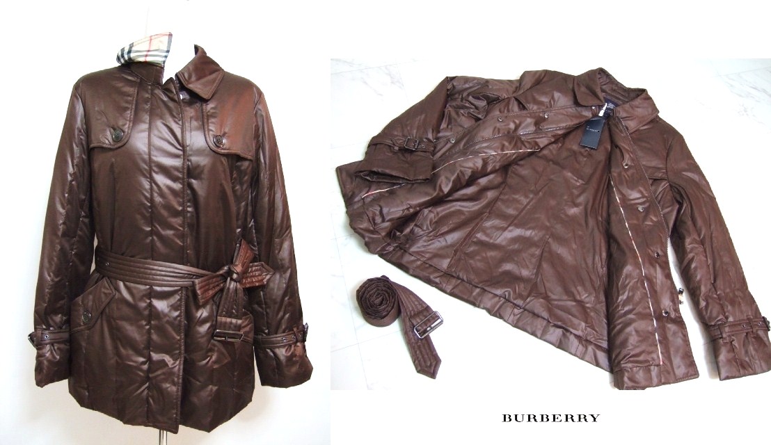 バーバリー ロンドン BURBERRY LONDON ダウンジャケット ショートコート 内側縁取り・襟裏 ノバチェック柄 軽量 ブラウン 44 定価10.5万円｜Ｇｒａｎｄｅ　shop
