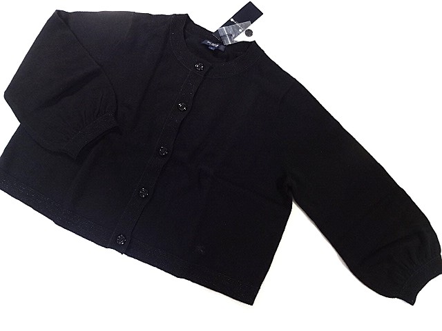 バーバリー 英国の首都 BURBERRY LONDON 裾に導管目じるし刺しゅう カシミール94％ カーディ ５（15号）黒いこと 黒 ジレー