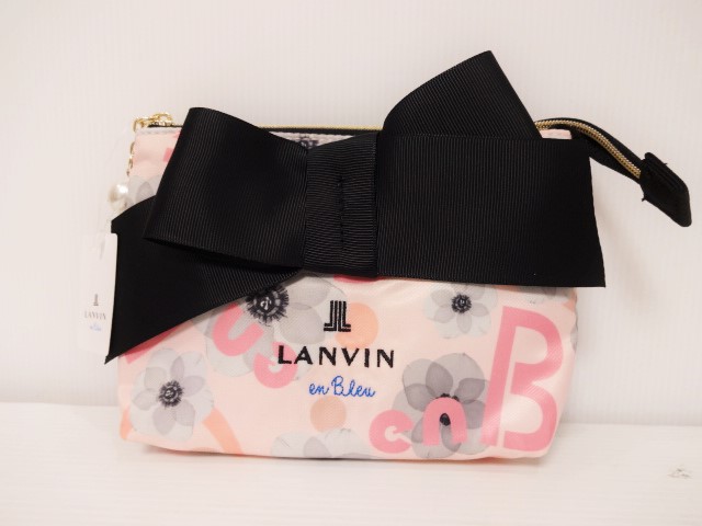楽天市場 ランバンオンブルー Lanvin On Bleu かわいい花柄 ロゴ 大きなリボン コスメポーチ ピンク 黒 ｇｒａｎｄｅ Shop