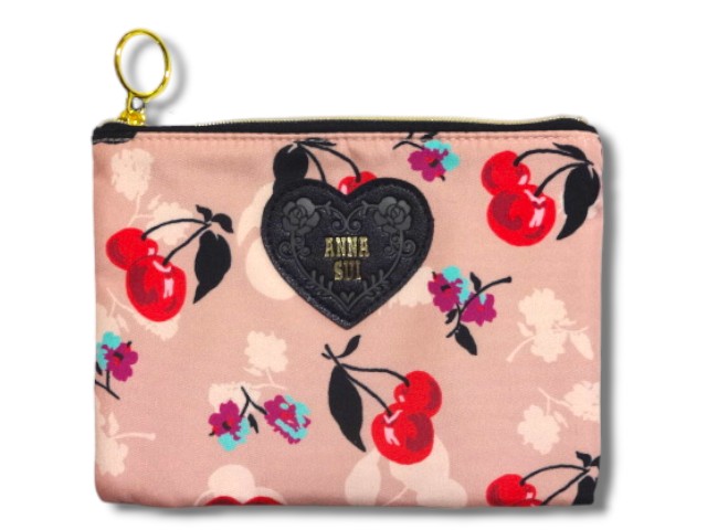【販売期間12/15まで】新品未使用 ANNA SUI ゴールド刺繍ポーチ ANNA SUI アナスイ キャット刺繍 天ファスナーポーチ ミラー付き