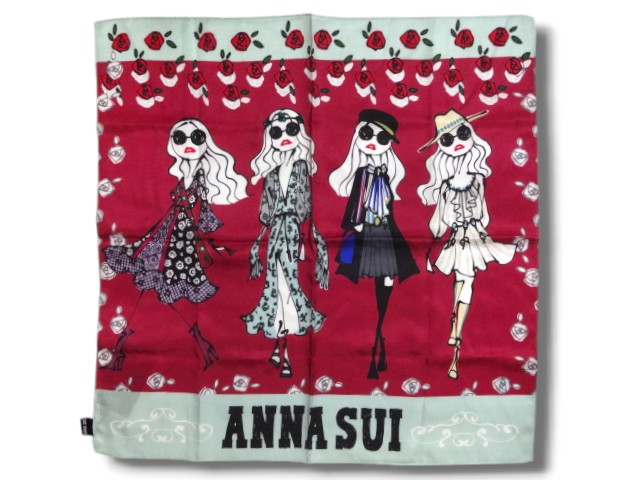 アナスイ　ANNA SUI×ジョシーズ ランウェイ　Josies’s RUNWAY　コラボスカーフ　スカーフ　ボルドー　レディーススカーフ