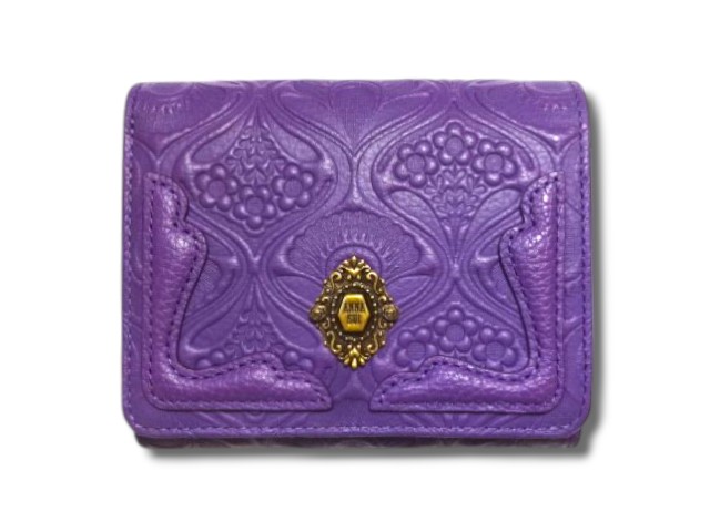 定価24,200円【新品】アナスイヴィンテージボタンがま口折り財布パープル