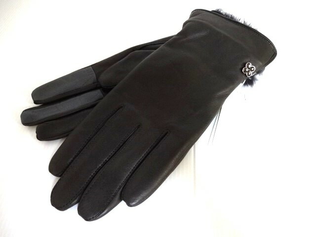 ★新品★アンテプリマ　レザー手袋　羊革　ウール　カシミヤ　フィオーリ　花　黒 新品・タグ付き アンテプリマ ANTEPRIMA 高級レザー手袋 羊革