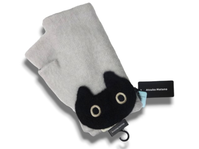 アツコマタノ　Atsuko Matano　またのあつこ　マタノアツコ　手袋　黒猫　猫　キャット　ホワイトグレー　WHITE GRAY