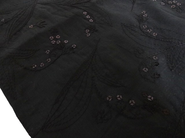 ジルスチュアート JILLSTUART  ストール 綿100％ 手洗い可能 刺・墸 花柄 スパンコール ブラック レディース 婦人 薄手 さらさら 日本製