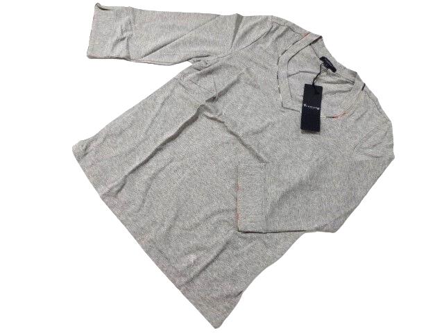 バーバリー ロンドン BURBERRY LONDON　Tシャツ　長袖　７分袖　カットソー　グレー　灰色　襟元チェック柄　ペンタゴンネック　ロゴ入り　５（１５号）　綿｜Ｇｒａｎｄｅ　shop 14,025円