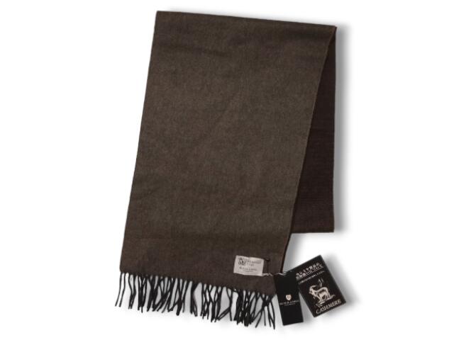 ブラックレーベル・クレストブリッジ BLACKLABEL CRESTBRIDGE マフラー カシミヤ100％ ロゴタグ付き ブラウン 茶色